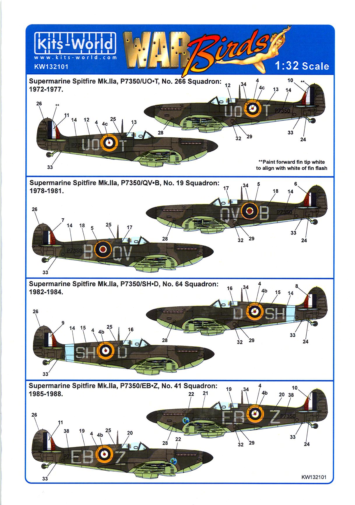 Kits World Decals 1/32 SUPERMARINE SPITFIRE Mk.II Battle of Britain
